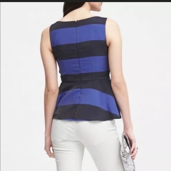 NWT Banana Republic Striped Peplum Top 0 - Picture 2 of 9